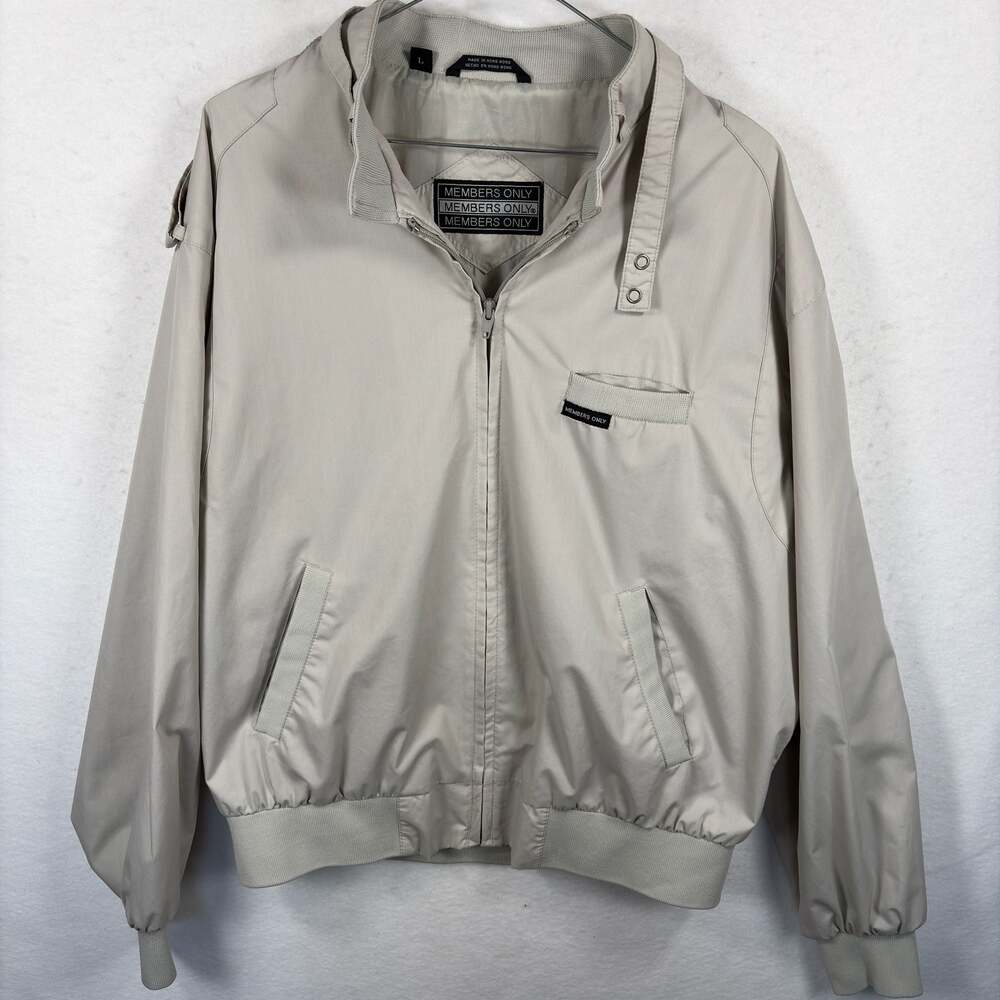 Vintage Members Only Iconic Racer Jacket Full Zip Beige